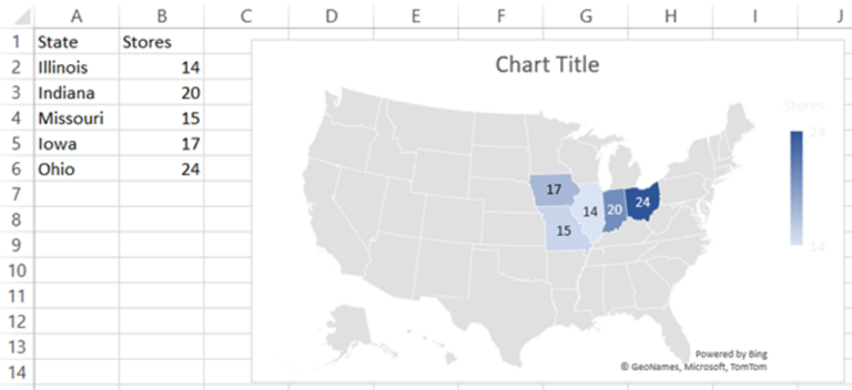 Как создать географическую карту в Microsoft Excel